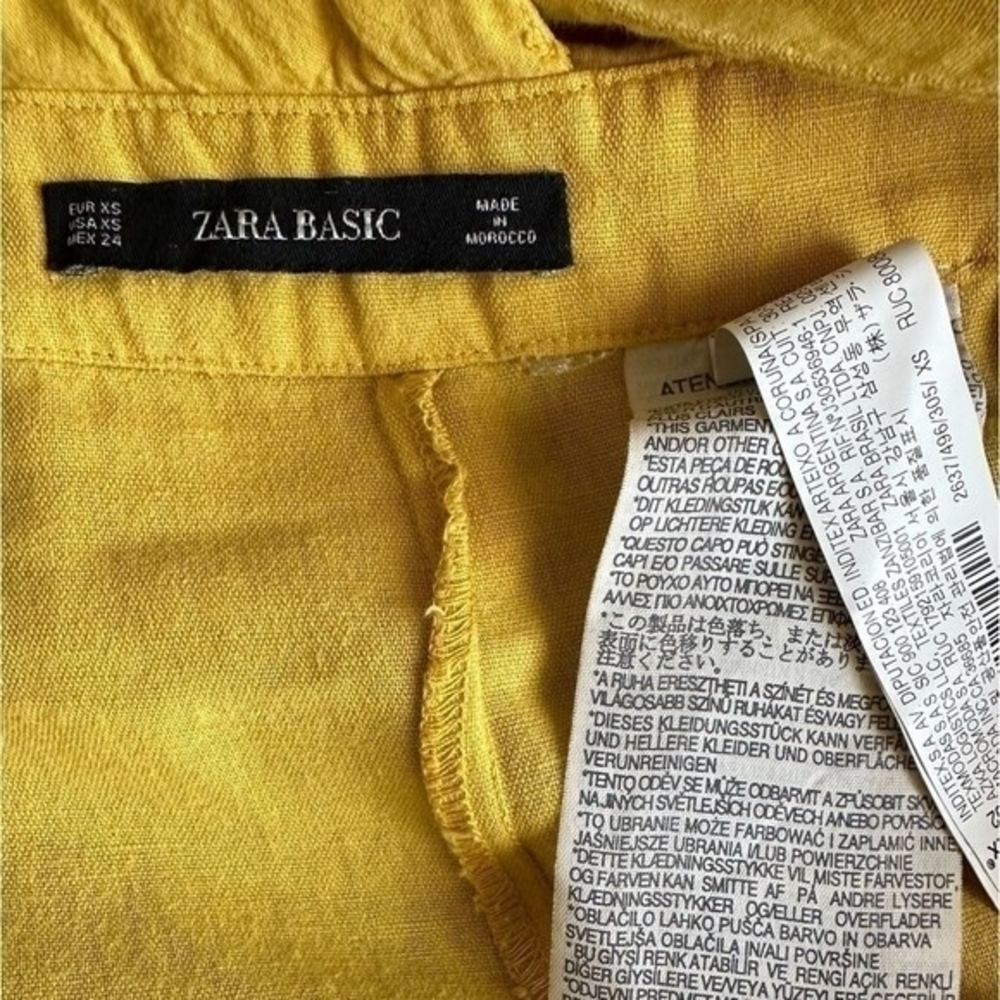 ZARA Gold Ruffled Jumpsuit XS/S Sleeveless Cropped Linen Cotton Zip Side VG - Picture 12 of 13